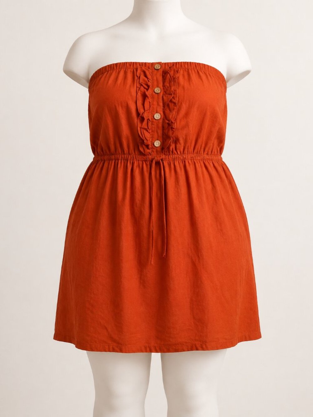 NWT Fashion to Figure Rust Strapless Linen Ruffle Dress Size 1X